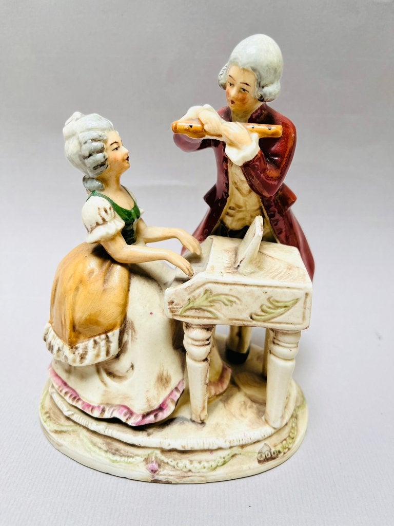 Vintage porseleinen beeldje muziekduet – Rococo stijl, Ophalen of Verzenden