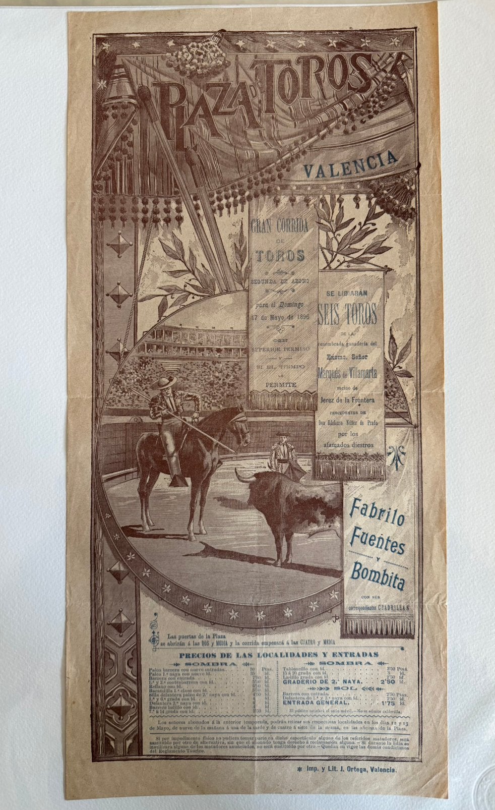 Rare affiche originale Espagne 1898 !!!, Antiquités & Art, Envoi, Autres sujets