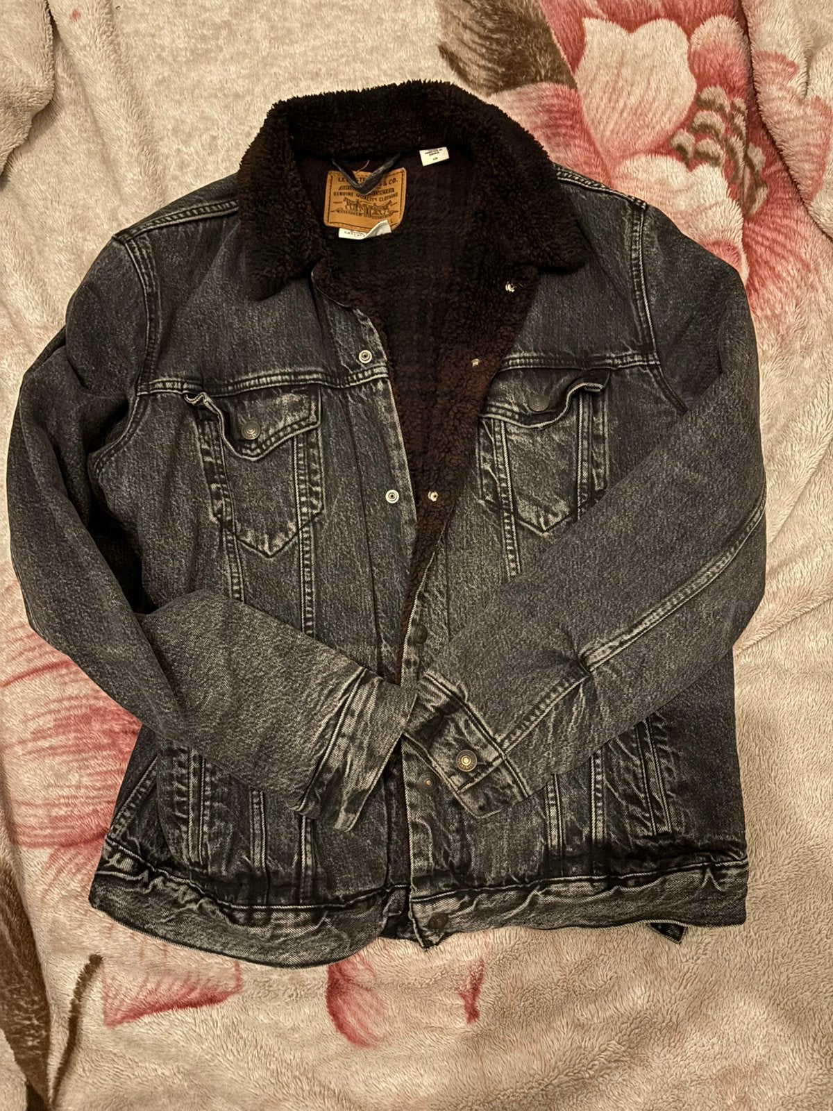 Levi's Sherpa L - Spijkerjack in zwart/grijs, Kleding | Heren, Jassen | Zomer, Verzenden, Zo goed als nieuw, Maat 52/54 (L), Zwart