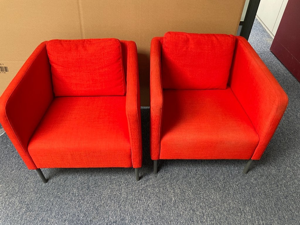 2x Ikea fauteuil (armstoel) rood, Maison & Meubles, Moins de 75 cm, Comme neuf, Enlèvement, 50 à 75 cm