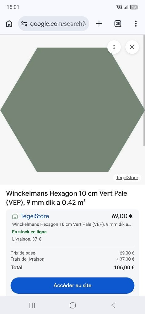 Carrelage Winckelmans Hexagonal vert, Bricolage & Construction, Dalles & Carrelages, Carrelage mural, Moins de 20 cm, Comme neuf