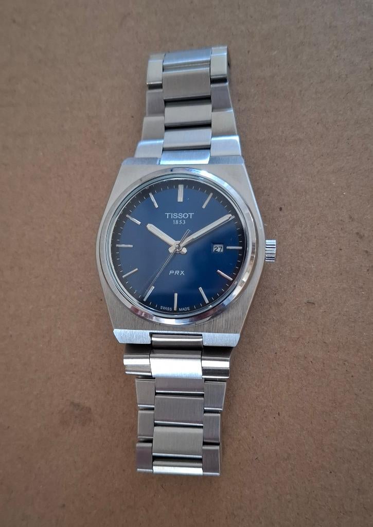 Tissot PRX Quartz – Blue Dial – Like New, Handtassen en Accessoires, Horloges | Heren, Overige merken, Staal, Staal, Verzenden