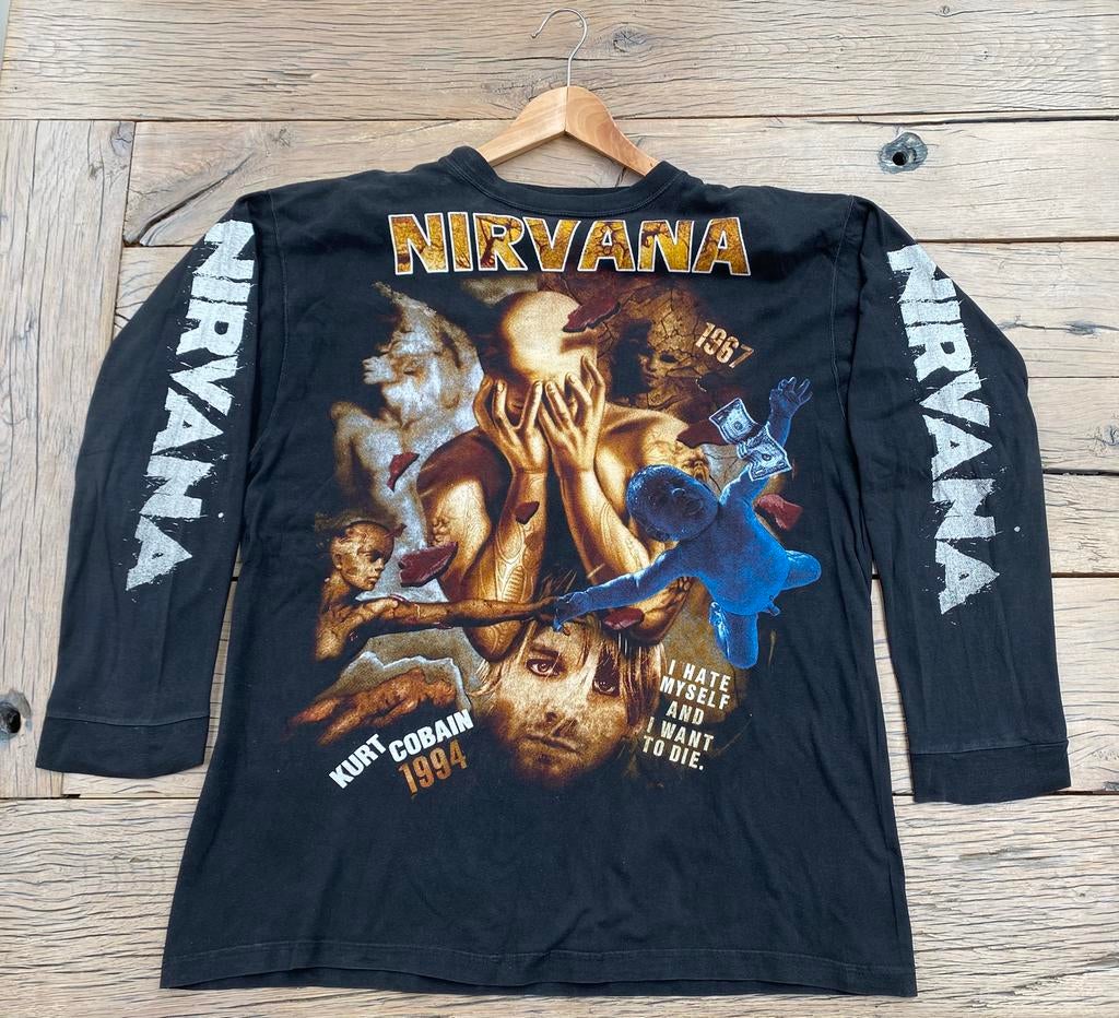 Originele 90’s Nirvana long sleeve – vintage (XL), Ophalen of Verzenden, Zo goed als nieuw
