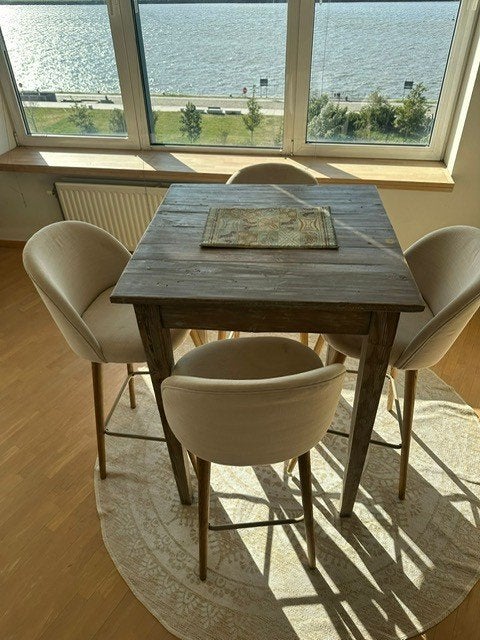Hoge eettafel en 4 stoelen, Ophalen, Zo goed als nieuw, Eikenhout