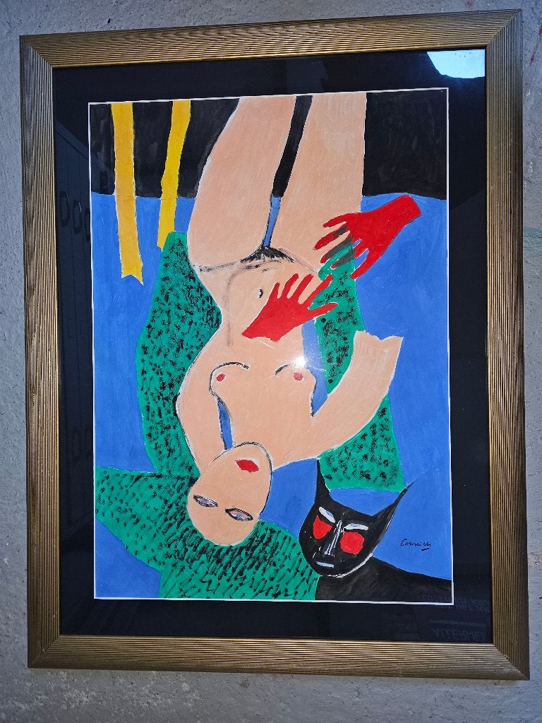 Prachtige Olie tekening Corneille klaar voor aan de muur, Ophalen, Gesigneerd, Tekening, Papier