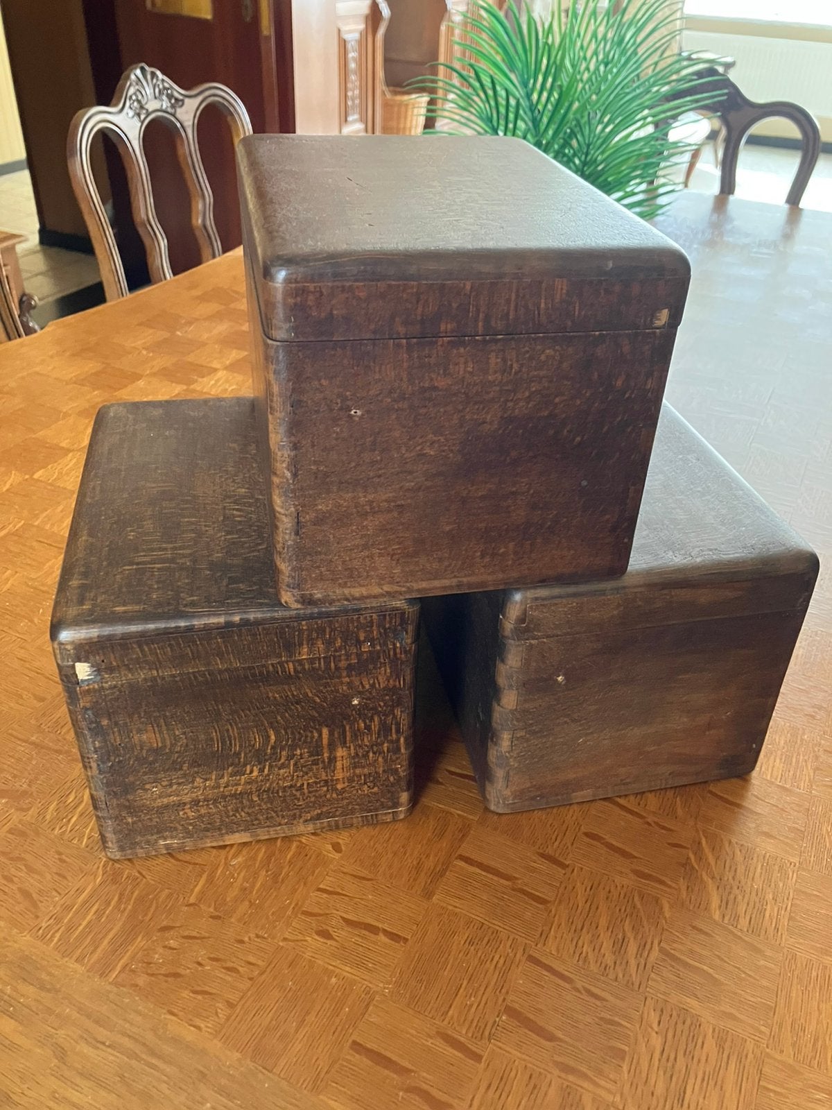3 houten art Deco kistjes, Ophalen of Verzenden