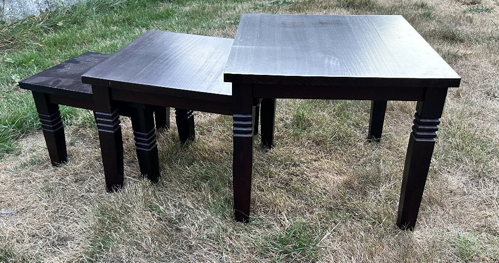 3 Bijzettafels - koloniale stijl, Ophalen, Gebruikt, Rechthoekig, Hout