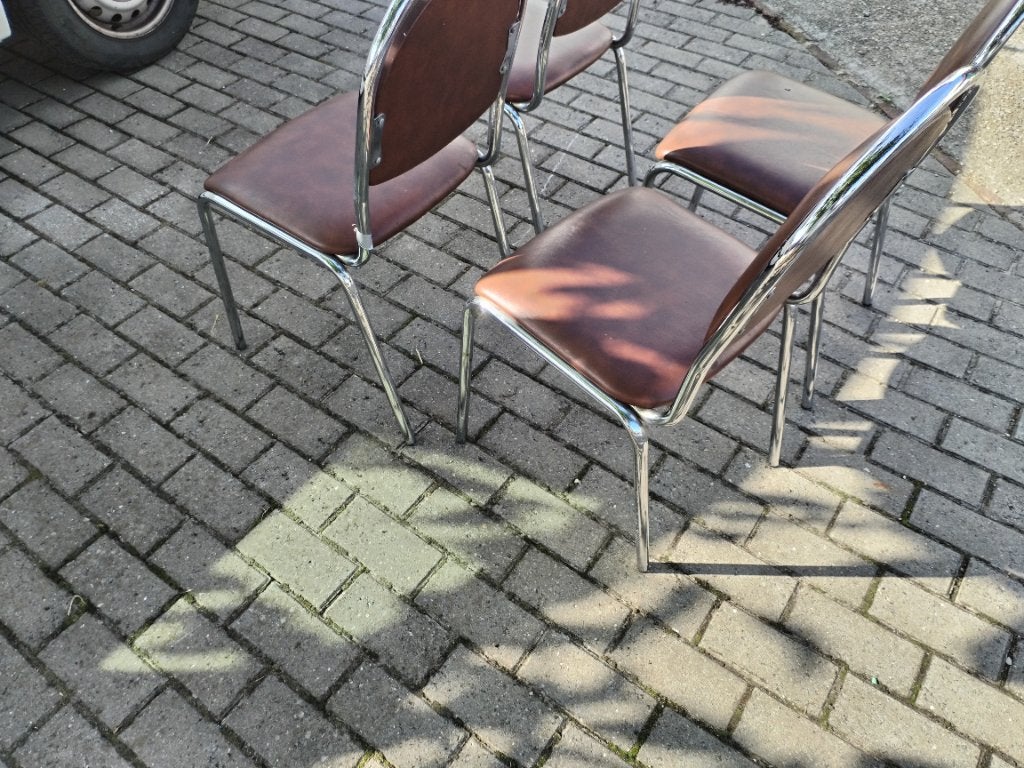 Stoelen 4 st, Huis en Inrichting, Ophalen, Gebruikt, Leer, Vier