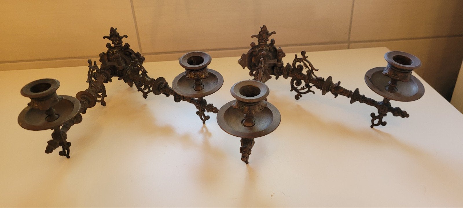 bronzen pianokandelaars, Antiek en Kunst, Antiek | Kandelaars, Ophalen of Verzenden