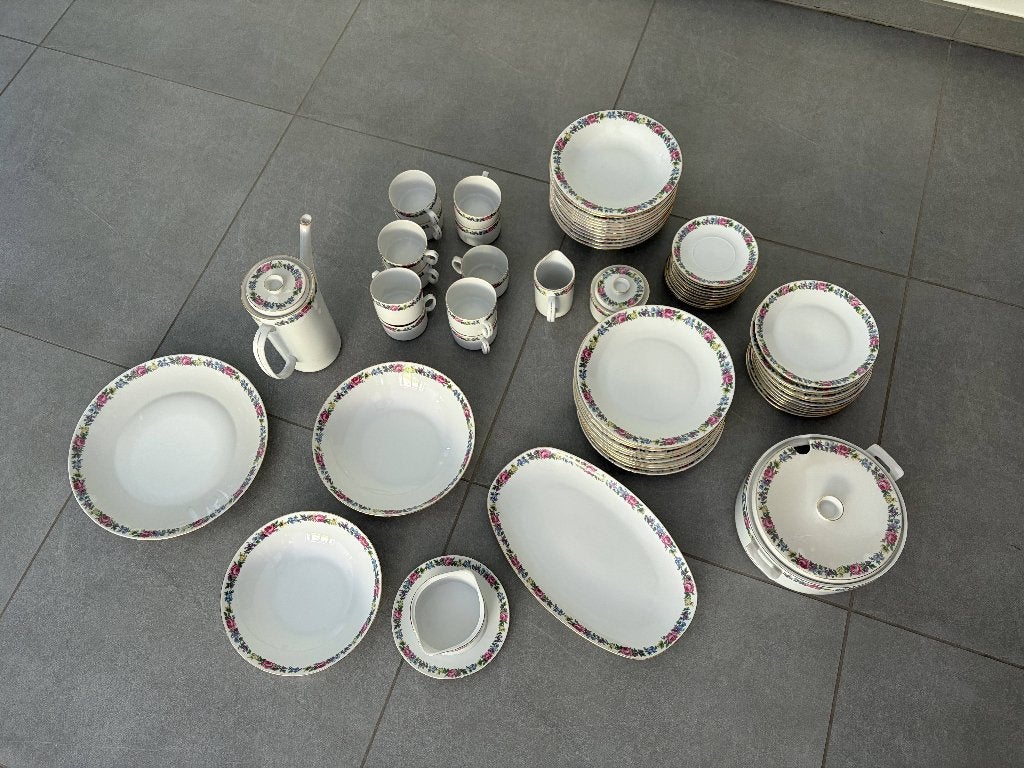 Trouwservies CHODZIEZ porselein - bloemmotief - 60+st, Service complet, Comme neuf, Enlèvement, Classique