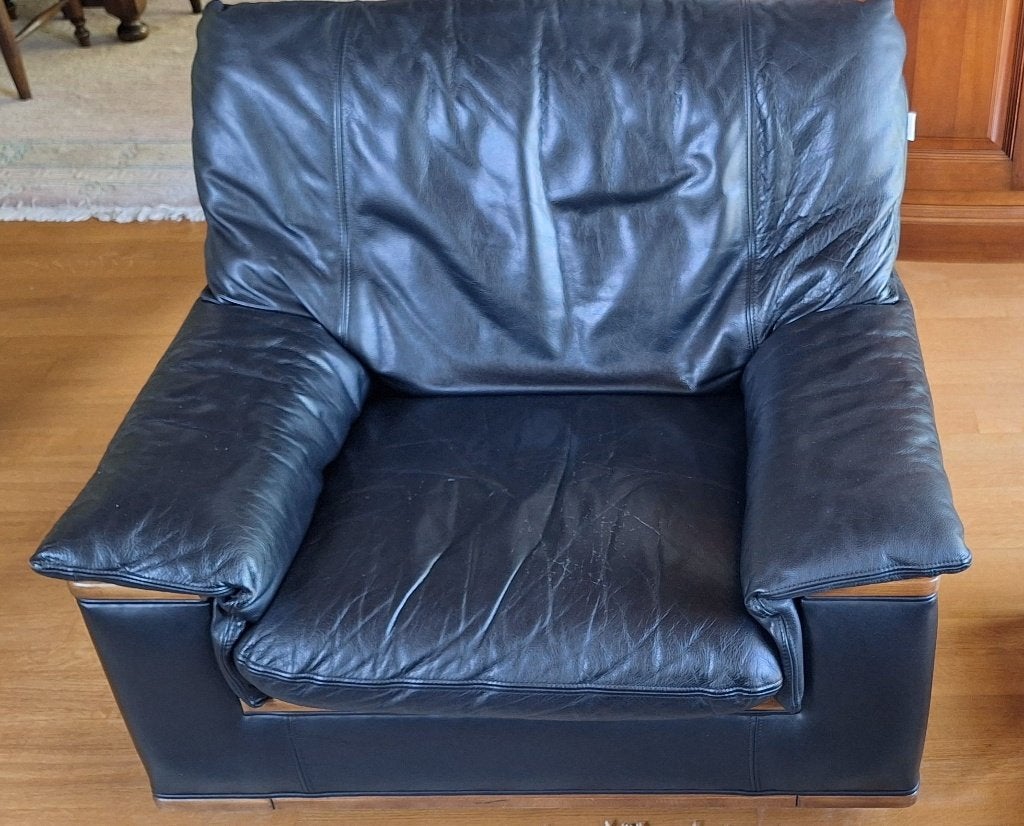 Zwart lederen salon, Ophalen, Gebruikt, Leer, Klassiek