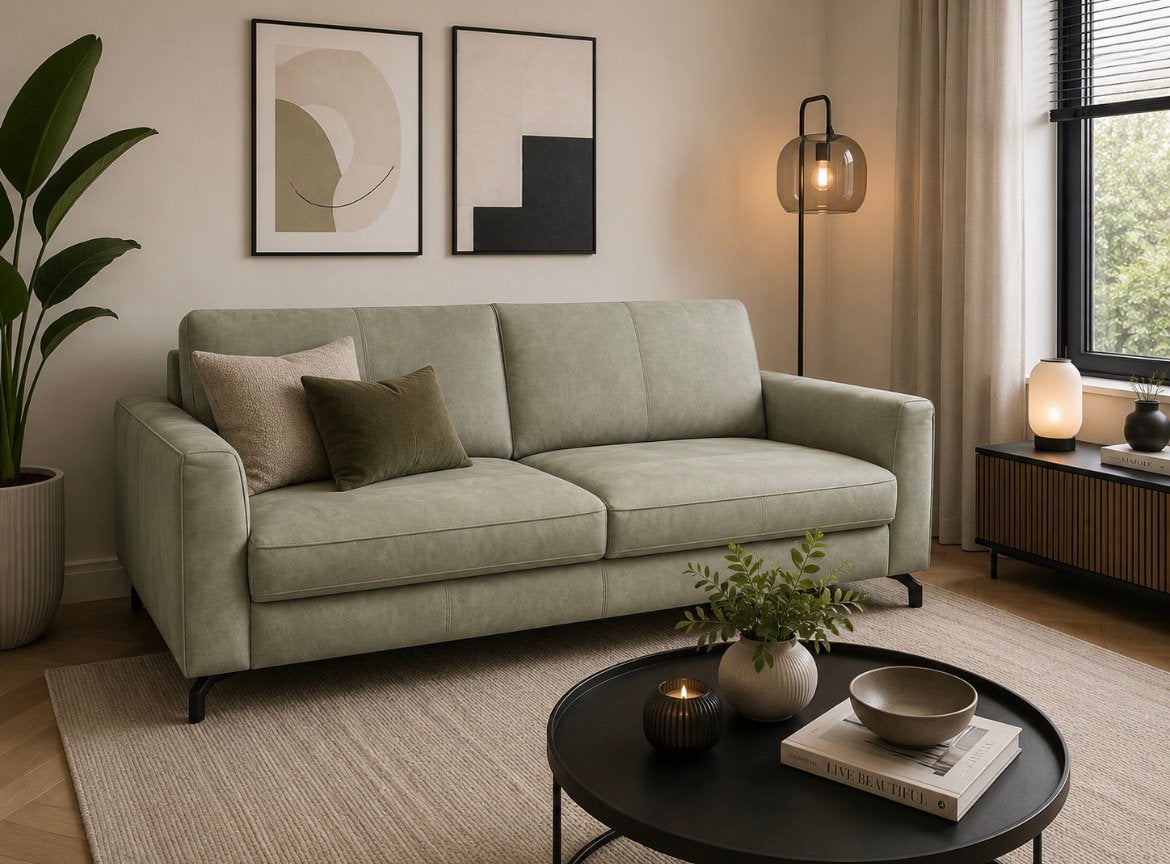 Zetel salon sofa groen lounchebank in zeer goede staat, Huis en Inrichting, Ophalen, Zo goed als nieuw