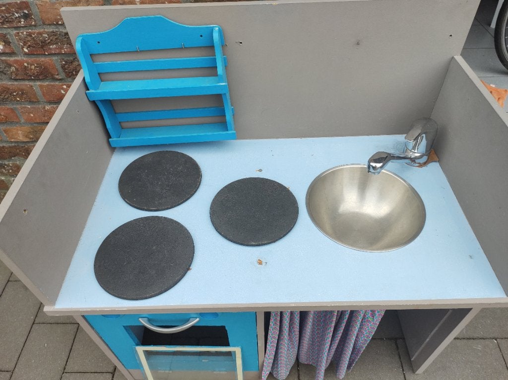 Zelfgemaakt speelgoed keukentje, Ophalen, Gebruikt, Hout, Speelkeuken