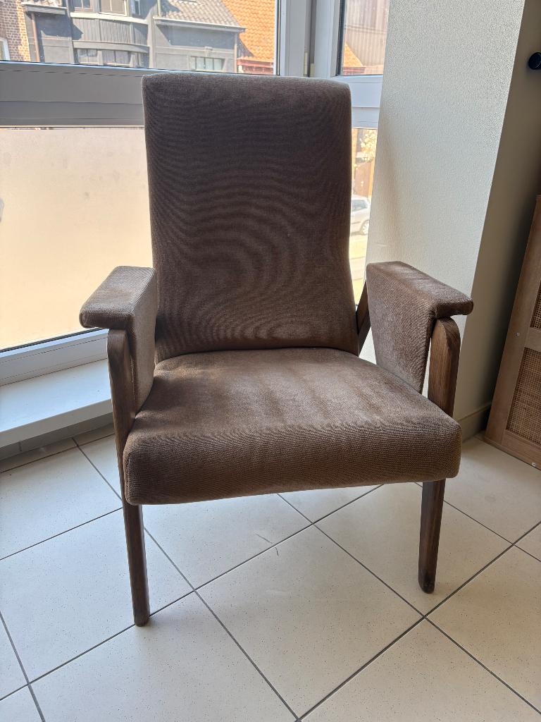 Vintage zetel met krantenrekje, Antiek en Kunst, Ophalen
