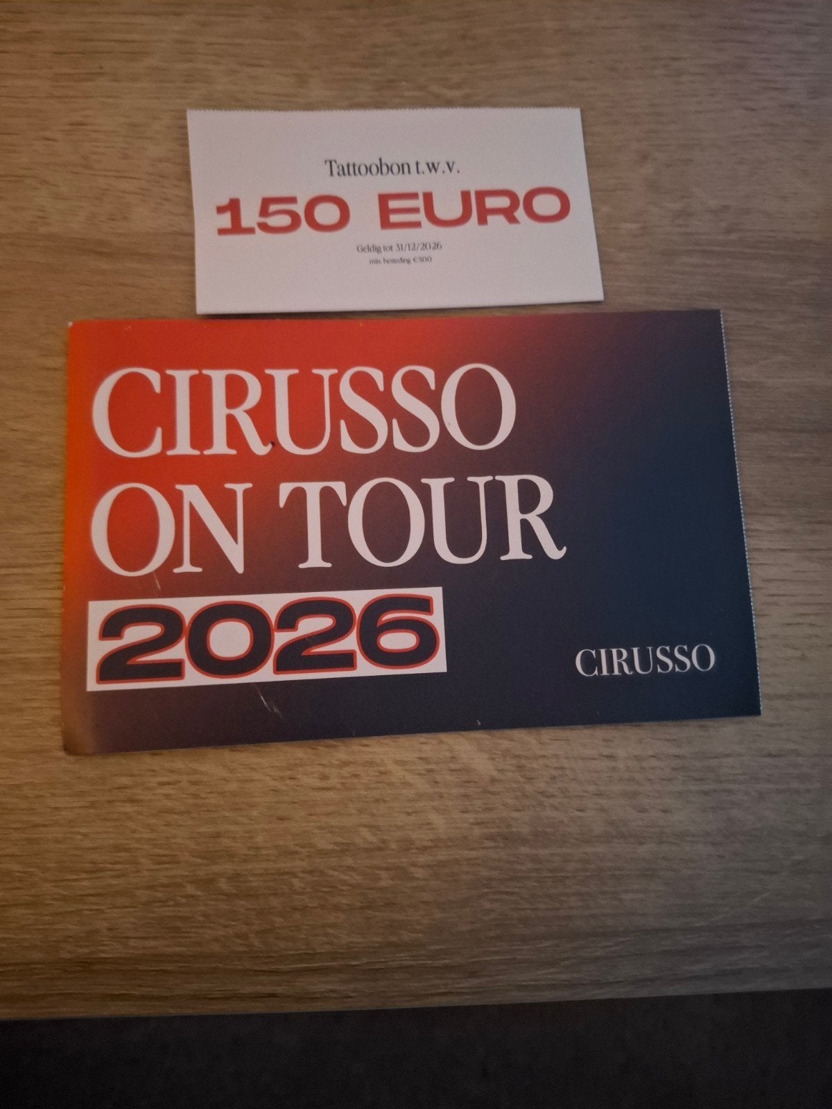 150 euro Voucher bij Cirusso On Tour 2026 (Tattoo), Tickets & Billets, Une personne, Bon de réduction, Autres types