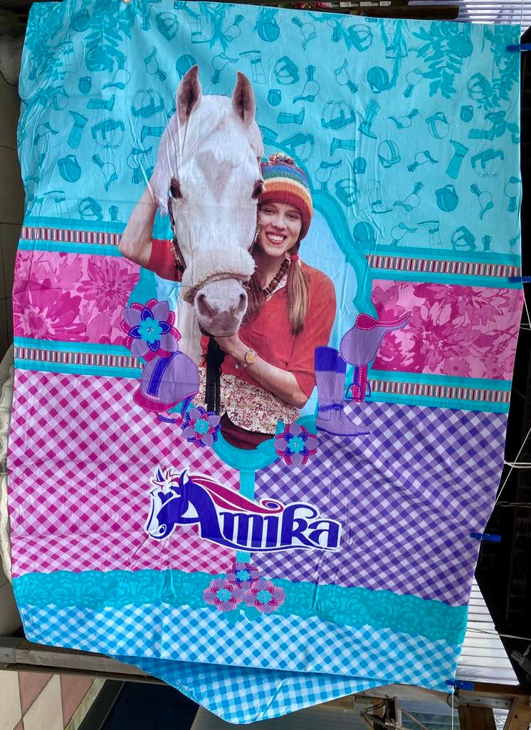 Amika 1 persoons dekbed + kussensloop in katoen., Ophalen of Verzenden, Zo goed als nieuw