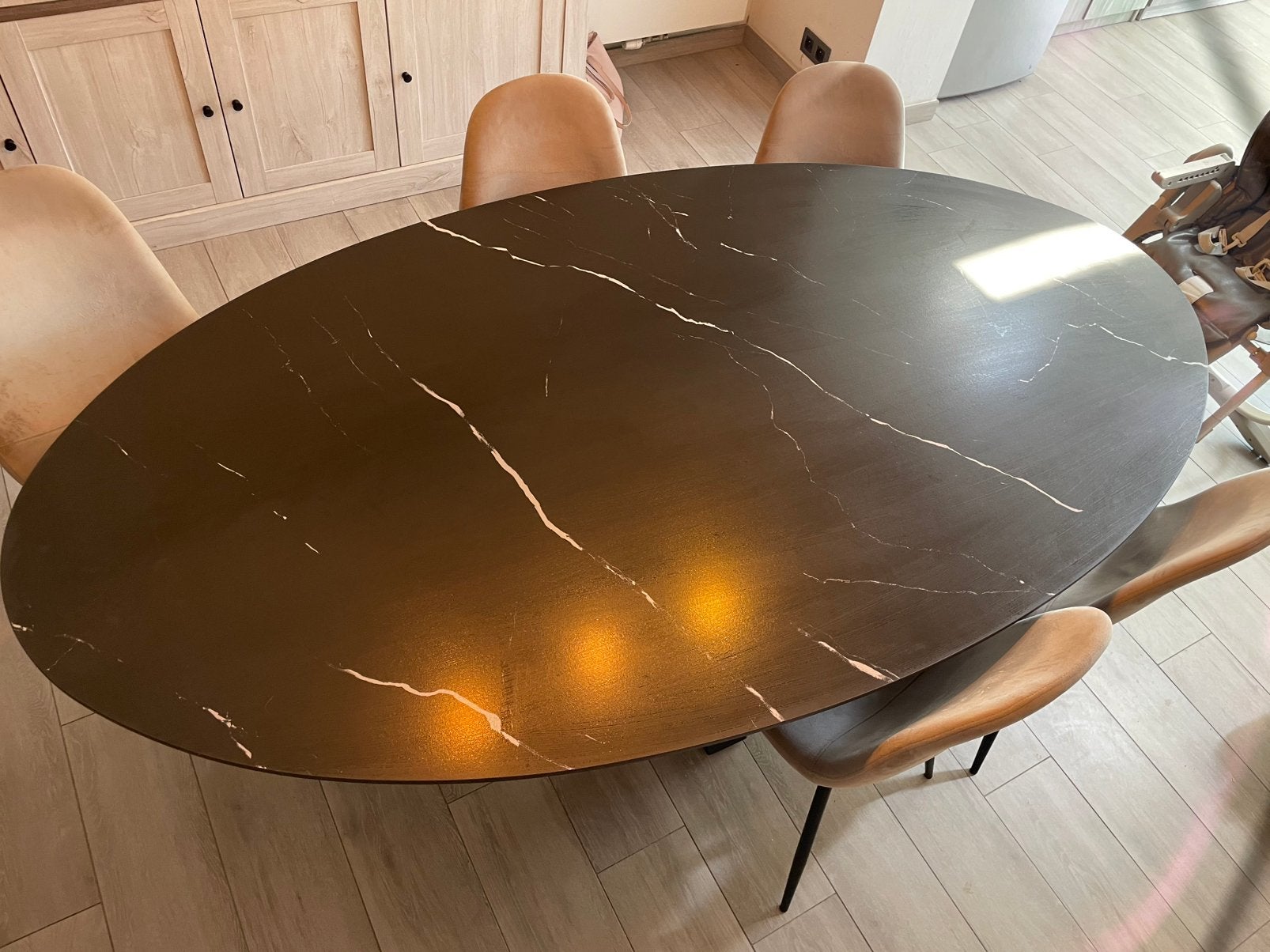 Tafelblad   Vol keramiek 2m20 op 1m20 ovaal 12 mm, Overige materialen, 100 tot 150 cm, Farasyn, Vijf personen of meer