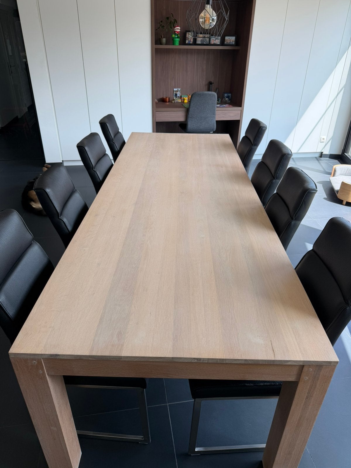 Grote eiken eettafel 280cm – natuur eik, Ophalen, Zo goed als nieuw