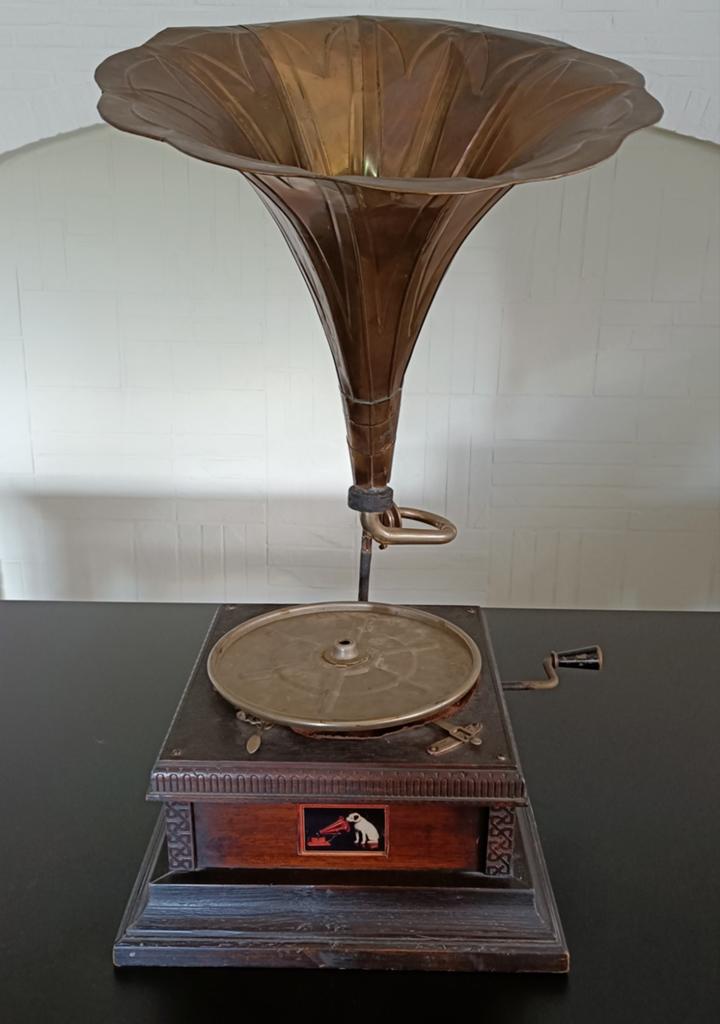 Vintage grammofoon met hoorn., Ophalen of Verzenden