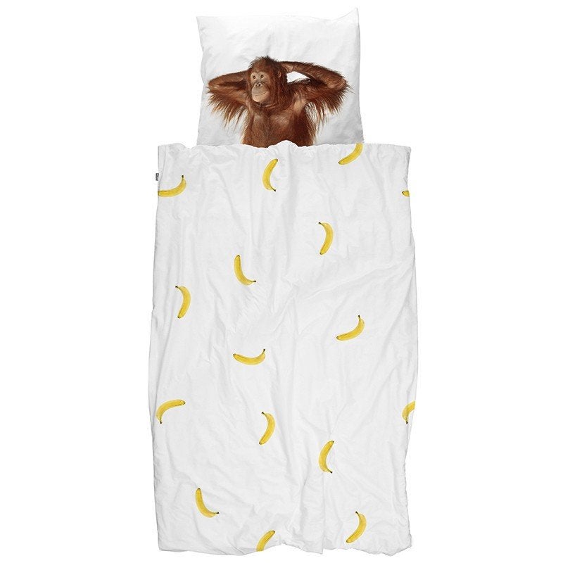 Super SNURK Banana dekbedovertrek + sloop. NP €74.95, Verzenden, Dekbedovertrek, Katoen, Zo goed als nieuw
