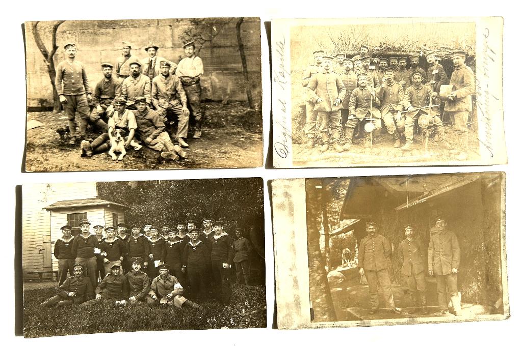 4 postkaarten Duitse soldaten, WO I, Verzamelen, Ophalen of Verzenden, Overige soorten, Foto of Poster