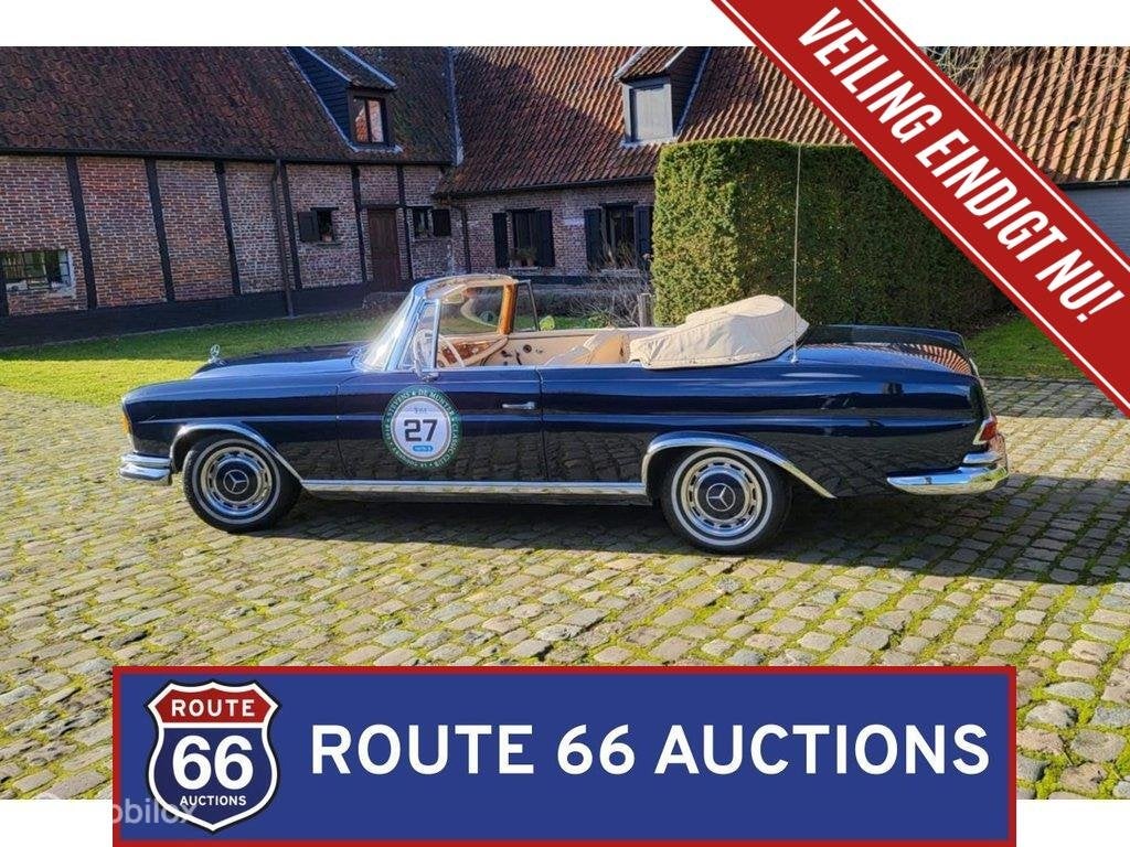 Mercedes-Benz 220SE Cabriolet | 1965 | Route 66 Auctions, Auto's, Zwart, Mercedes-Benz, Bedrijf, Handgeschakeld