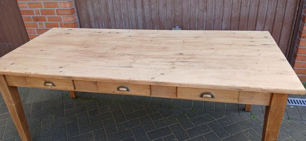 Ancienne table de ferme robuste 90 x 200, Enlèvement