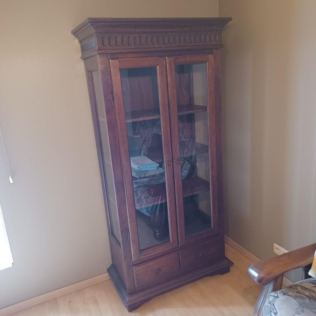 Vitrine kast (koloniaal), Ophalen, Koloniaal, Met lade(s), 50 tot 100 cm