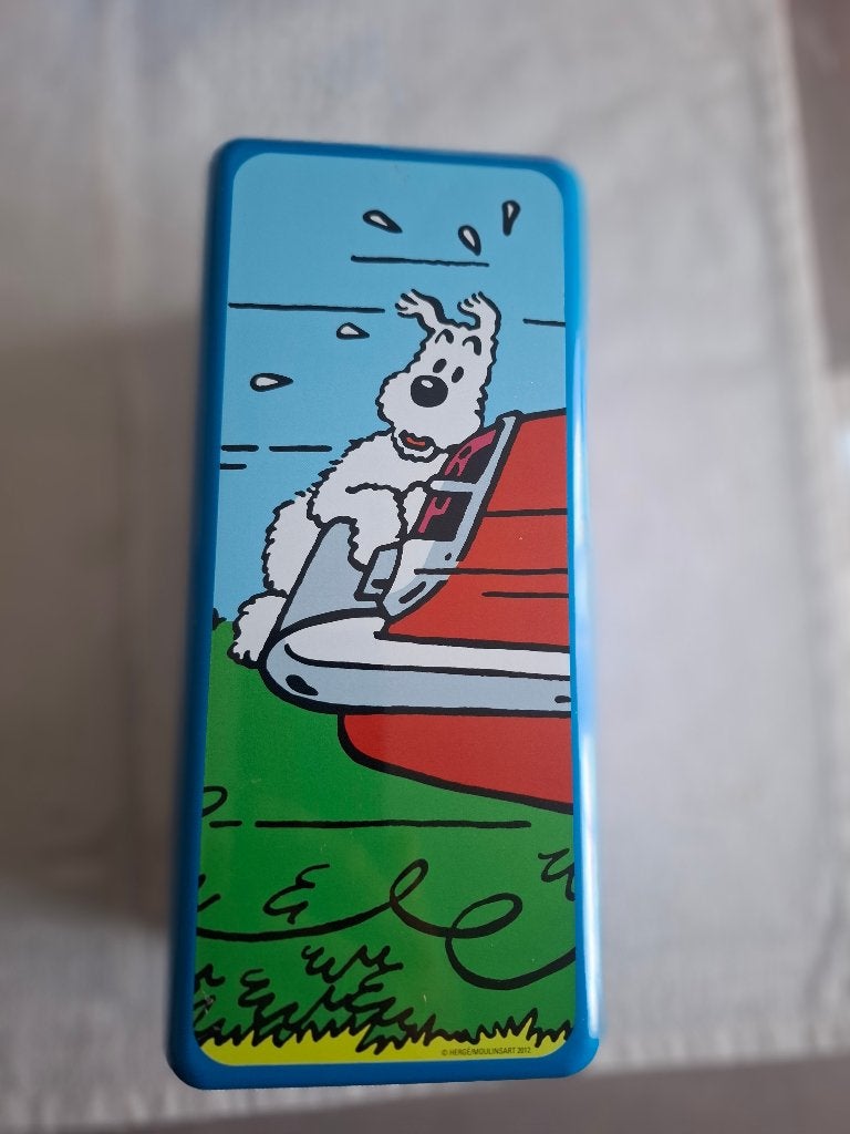 Boîte de biscuit en métal de Milou numérotée, signée EO 2014, Livres, Enlèvement ou Envoi, Une BD, Comme neuf, Herge