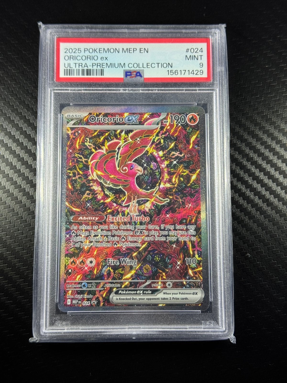 Oricorio ex | PSA 9 | Fire | Holo | Promo | 2025 | #024, Verzenden, Zo goed als nieuw, Losse kaart