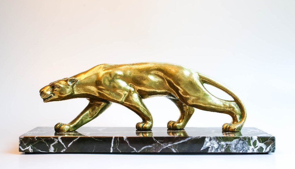 bronzen panter art deco - andrea secondo, Enlèvement, Bronze