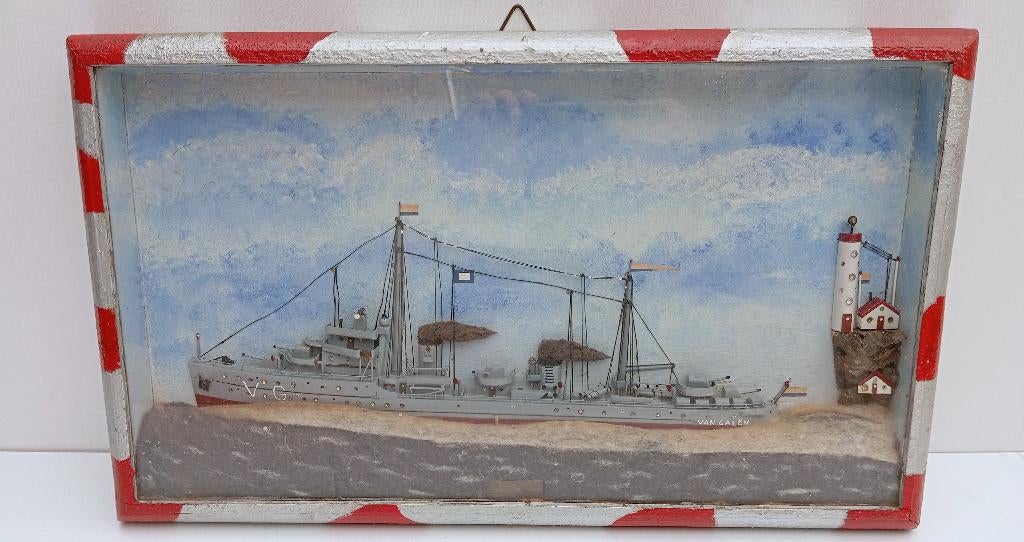 oud diorama Hr.Ms. Van Galen (1929) Nederlands schip, Ophalen of Verzenden, Gebruikt, Diorama