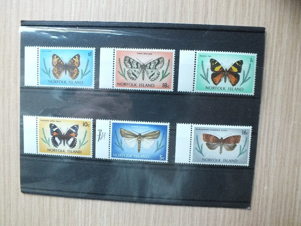 Timbres à la menthe avec papillons de l'île Norfolk MNH, Enlèvement ou Envoi, Non oblitéré, Animal et Nature