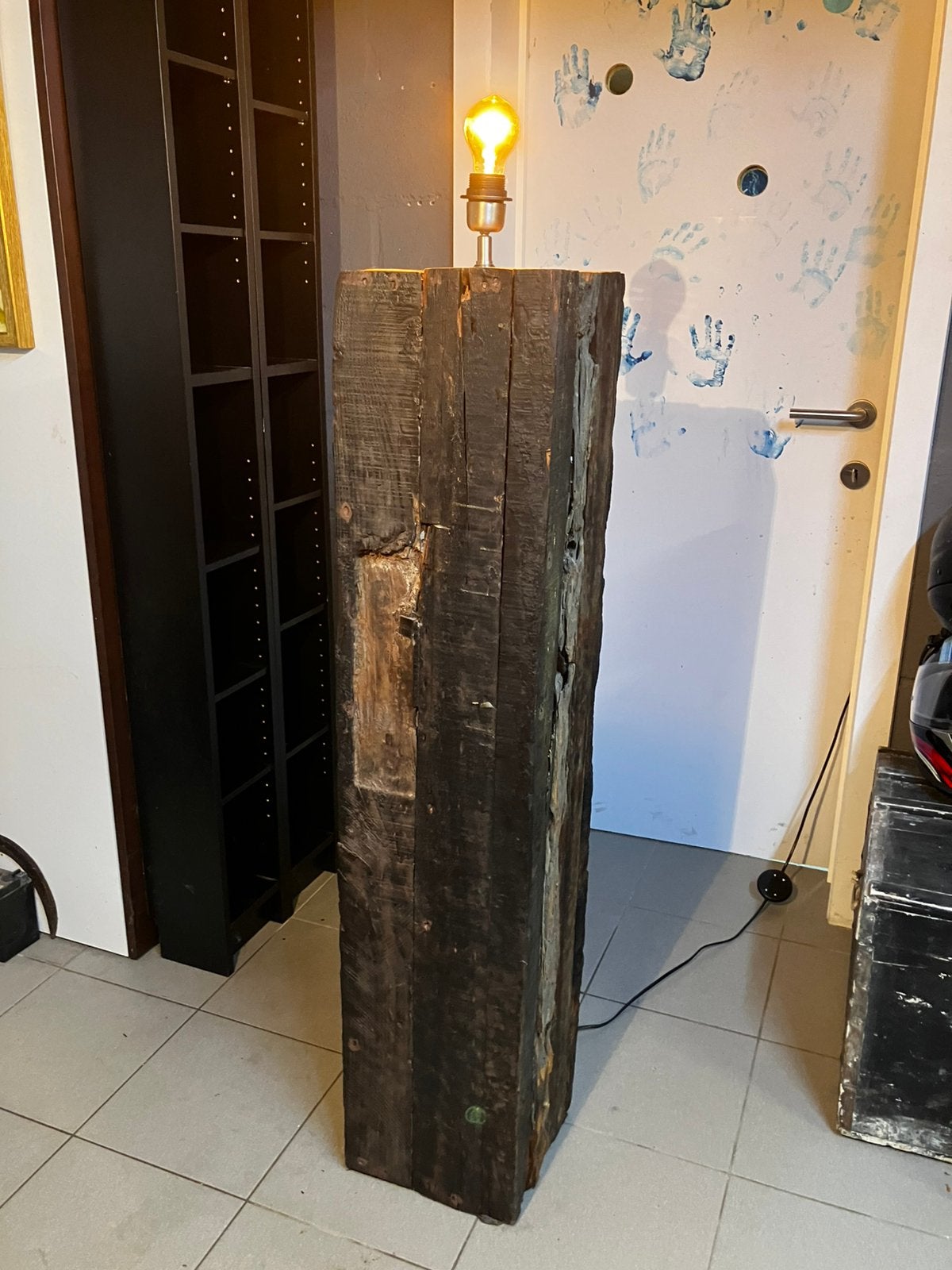 Zwaar houten staanlamp, Enlèvement, Utilisé