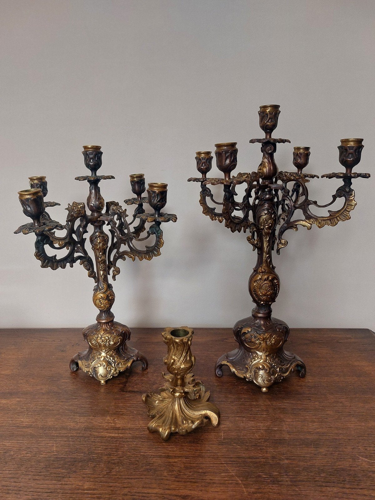 Mooie bronzen kandelaars - set van 3 stuks, Ophalen