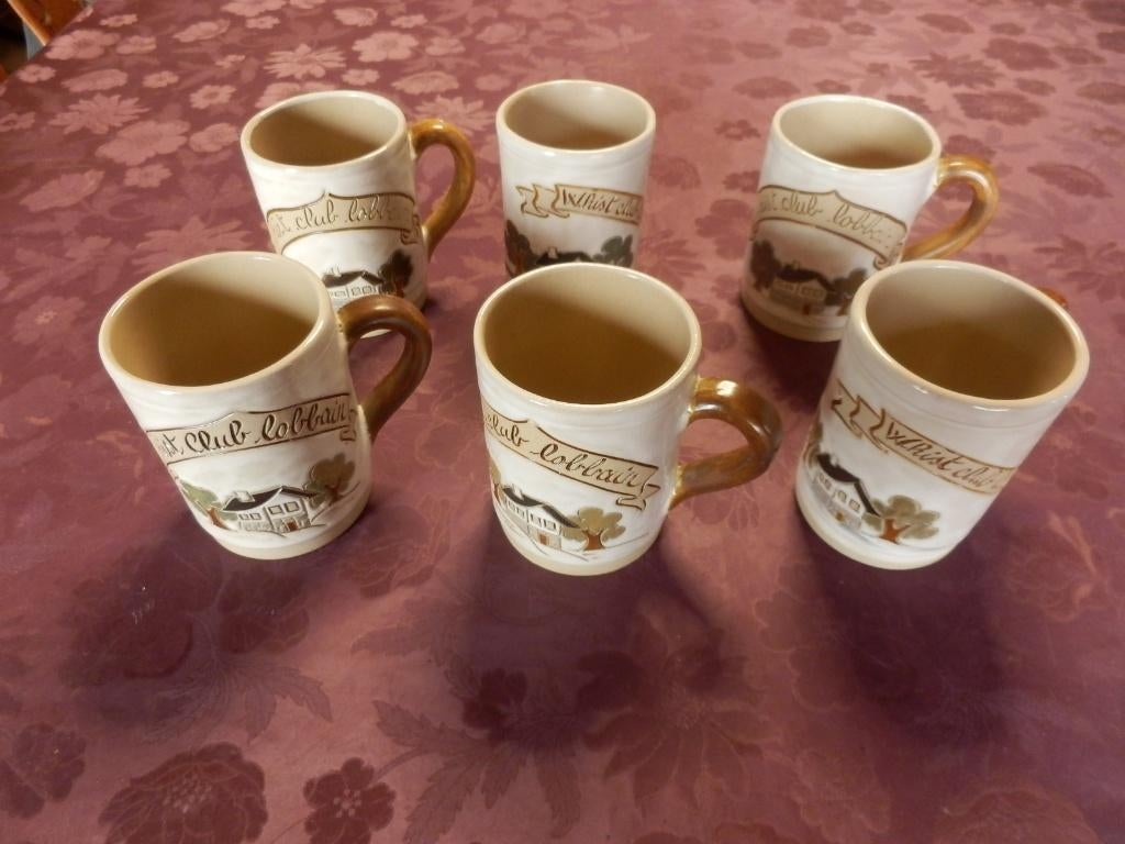 (12) -6 chopes - poterie lardinois -, Maison & Meubles, Enlèvement ou Envoi, Comme neuf, Poterie, Tasse(s) et/ou soucoupe(s)