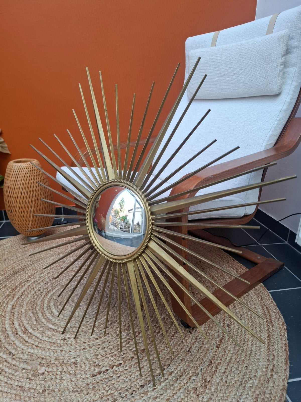 chaty vallauris miroir soleil 86cm 1960 zonnespiegel signed, Enlèvement ou Envoi