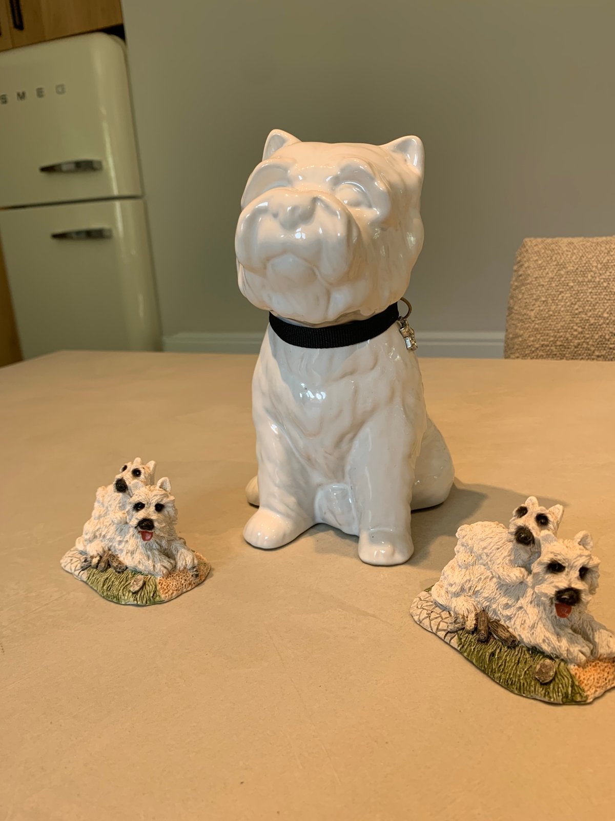 Vintage Witte Honden Spaarpot (Westie), Ophalen of Verzenden, Zo goed als nieuw