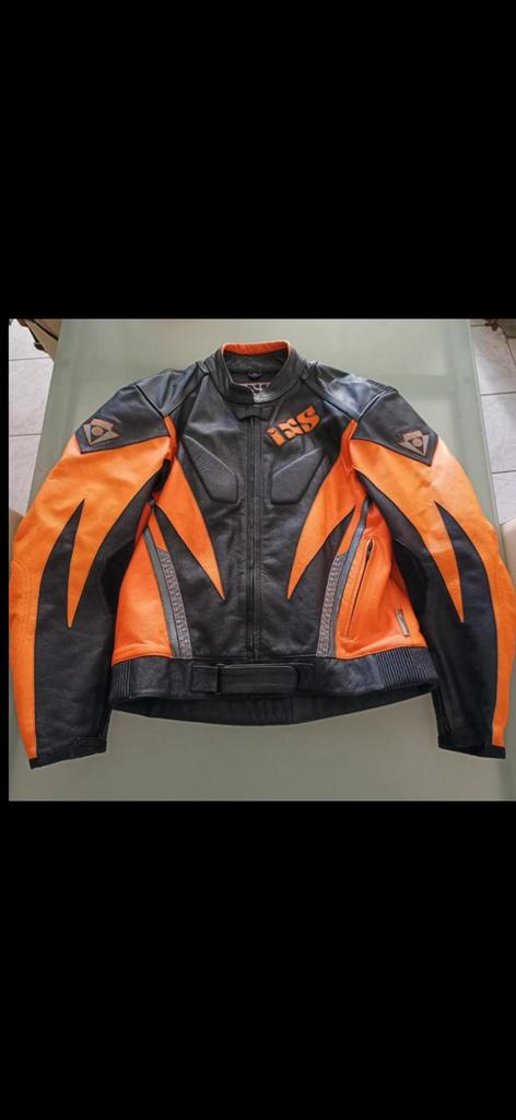 Veste pour moto en cuir, Ophalen, Nieuw, Maat 52/54 (L), Oranje