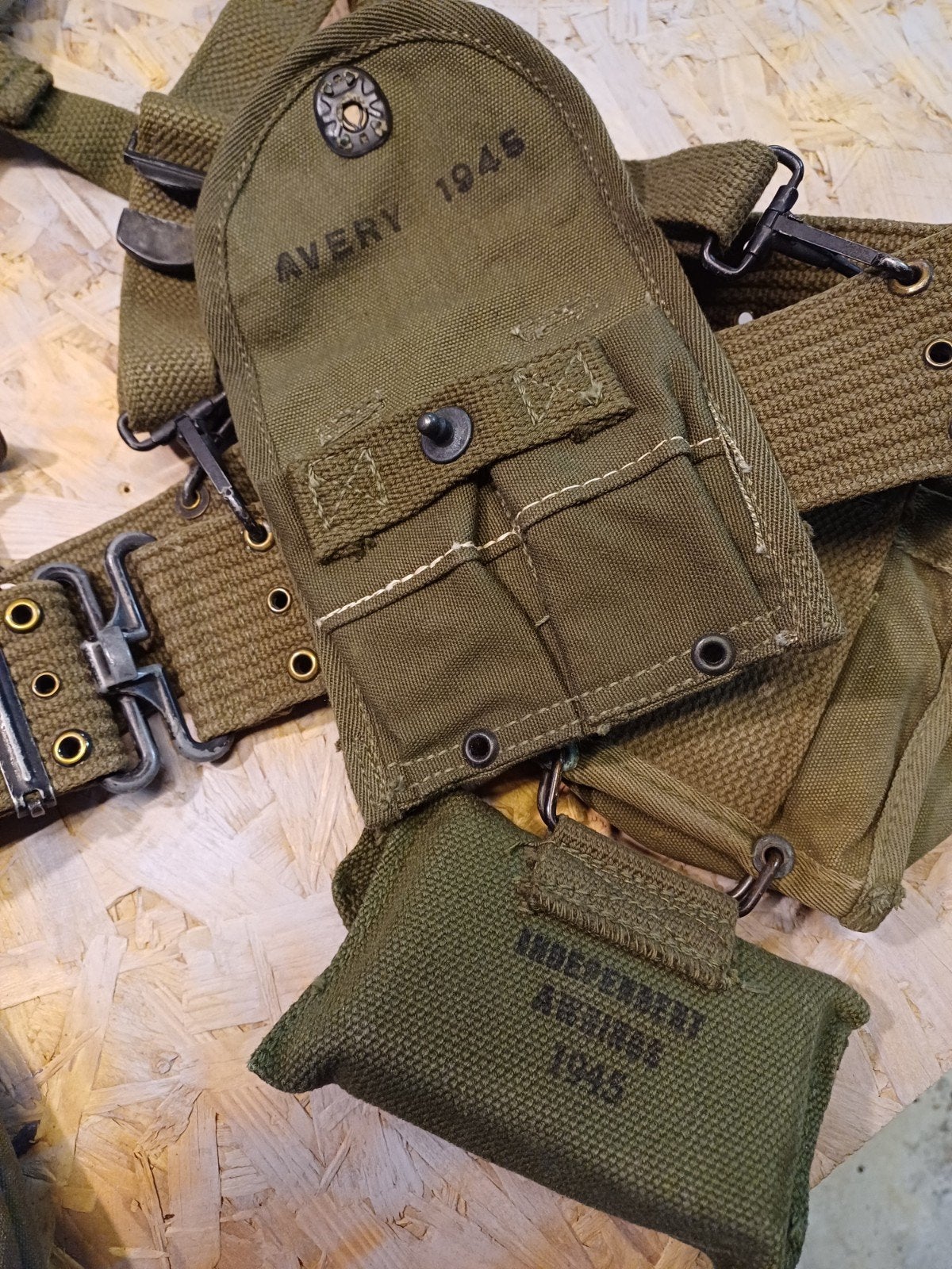 Kit de sangles américain de la Seconde Guerre mondiale en OD, Collections, Enlèvement ou Envoi, Armée de terre