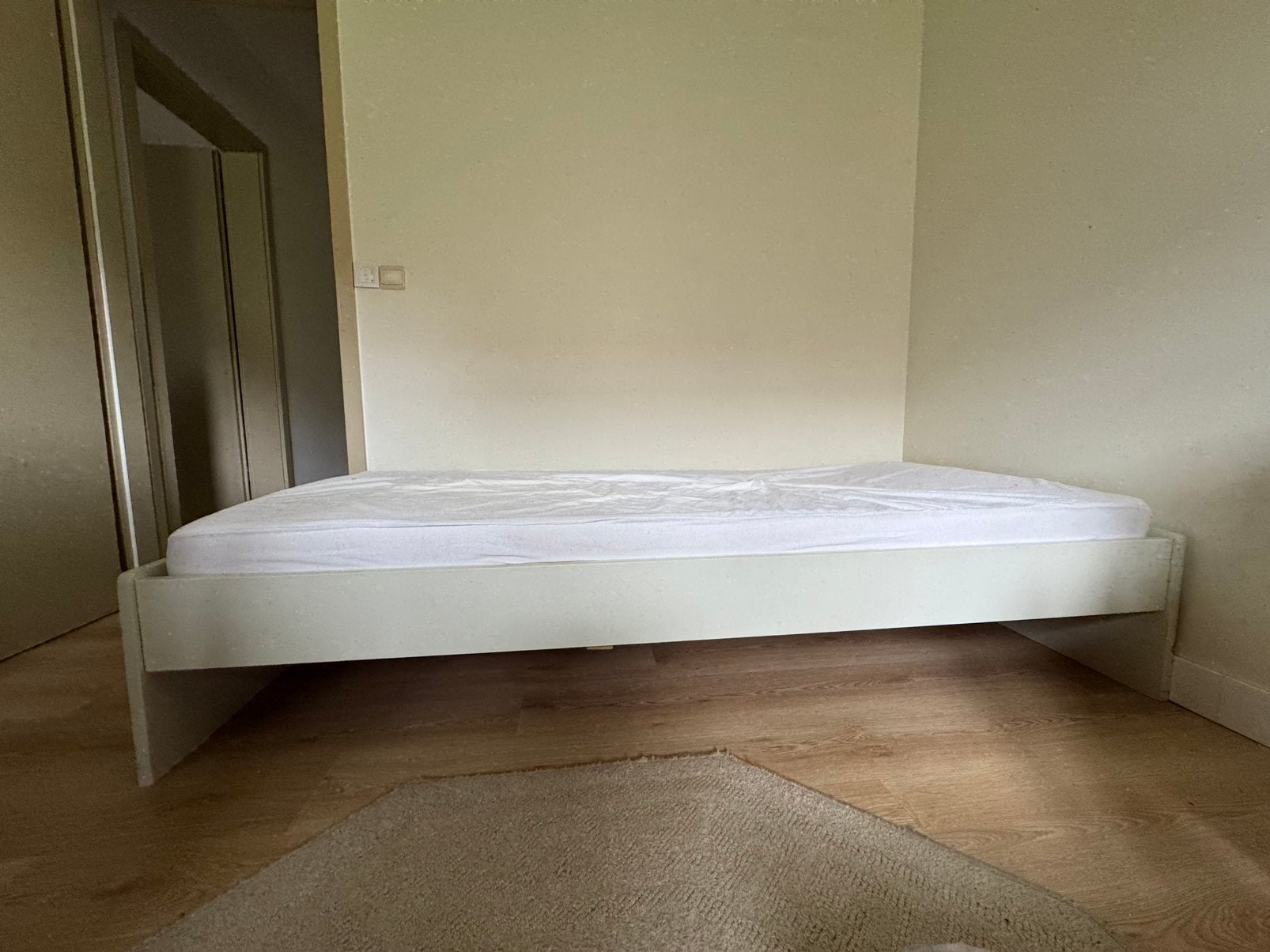 Wit eenpersoonsbed 90x200 cm incl. lattenbodem en matras, Ophalen, Gebruikt, 90 cm, Eenpersoons