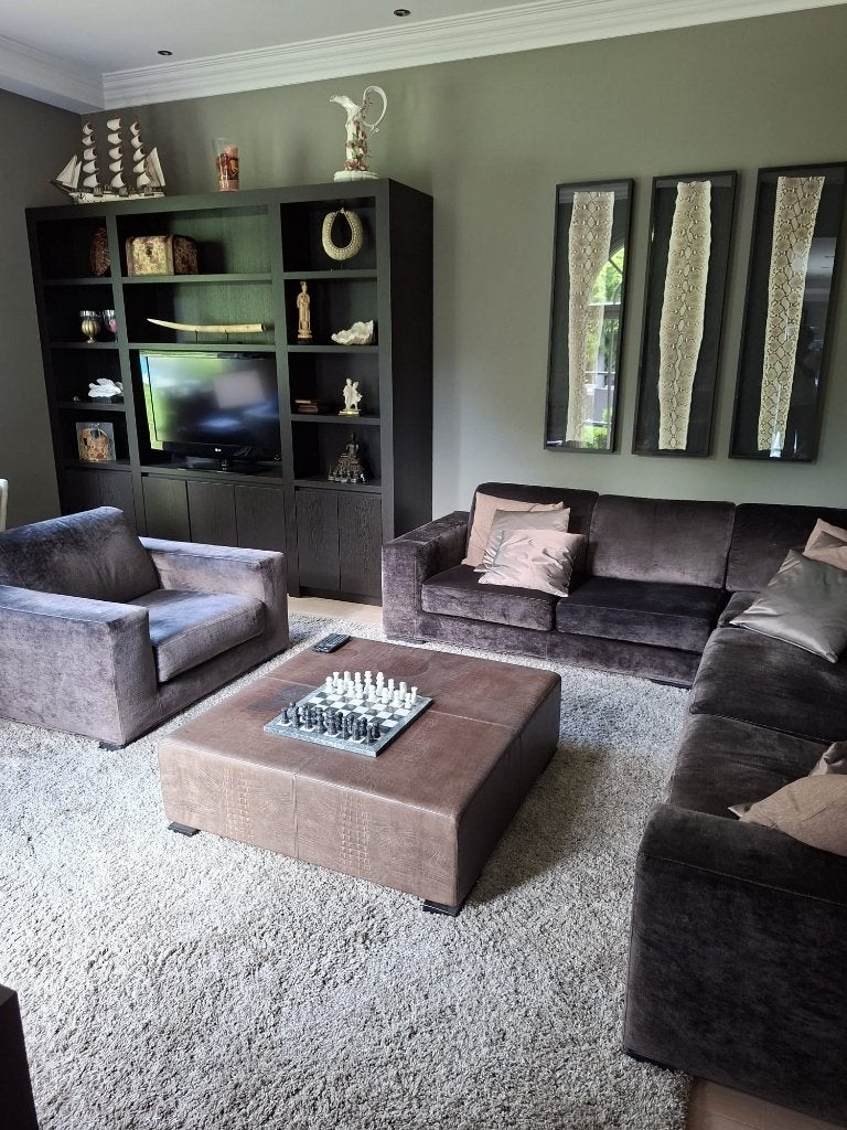 Eric Kuster u bank Hoekbank + tafel + zetel antraciet, Ophalen, Gebruikt, Stof, Eric Kuster