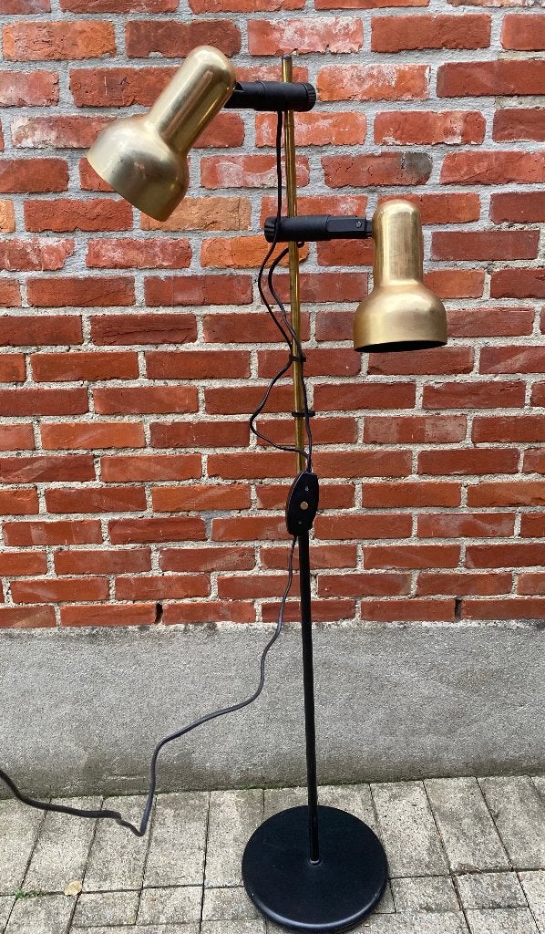Vintage dubbele spotlamp / vloerlamp – 130 cm hoog, Huis en Inrichting, Lampen | Vloerlampen, Ophalen, Gebruikt, Overige materialen
