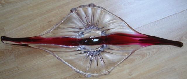 Schaal fruitschaal centrepiece glas bordeaux 52 cm, Verzenden