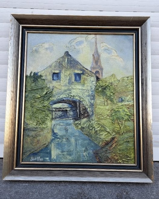Huile sur panneau signe j lebon, Antiquités & Art, Enlèvement ou Envoi, Toile