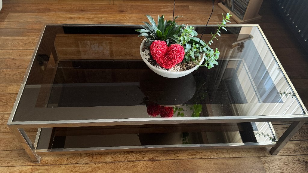salontafel glazenblad, Huis en Inrichting, Tafels | Salontafels, Ophalen, Gebruikt, 100 tot 150 cm, 50 tot 100 cm