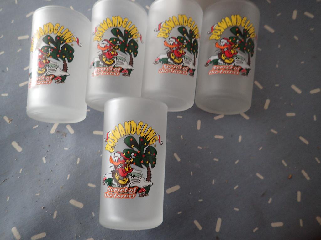 5 boswandeling glazen, Verzamelen, Ophalen, Zo goed als nieuw, Borrel- of Shotglas