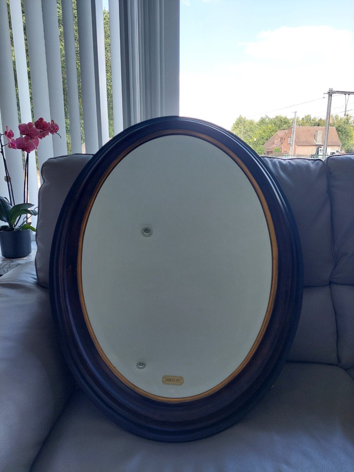 Ovale vintage spiegel Deknudt, Enlèvement, Ovale, 50 à 100 cm, Moins de 100 cm