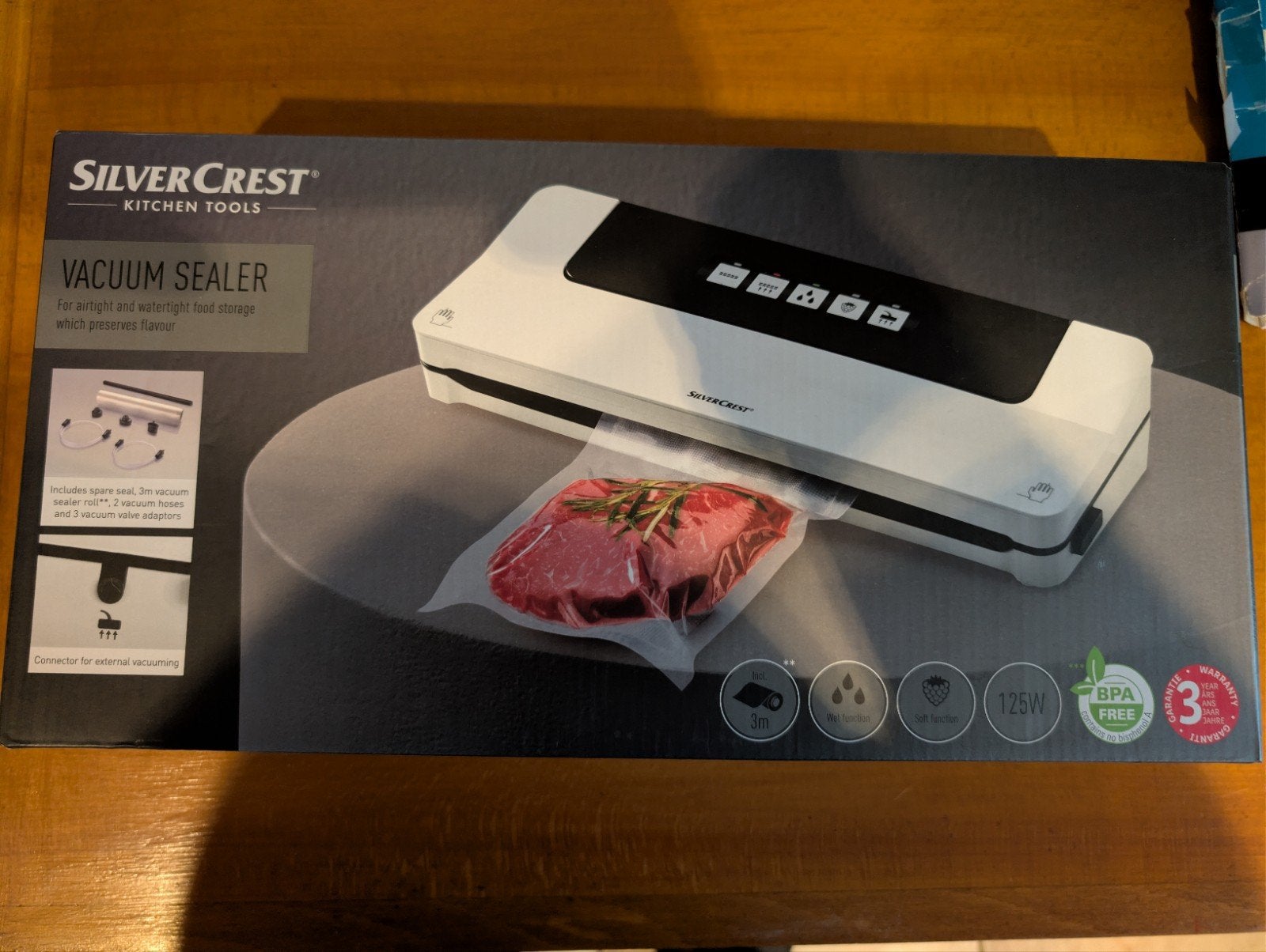Appareil de mise sous vide SilverCrest 125W avec boite et ac, Enlèvement