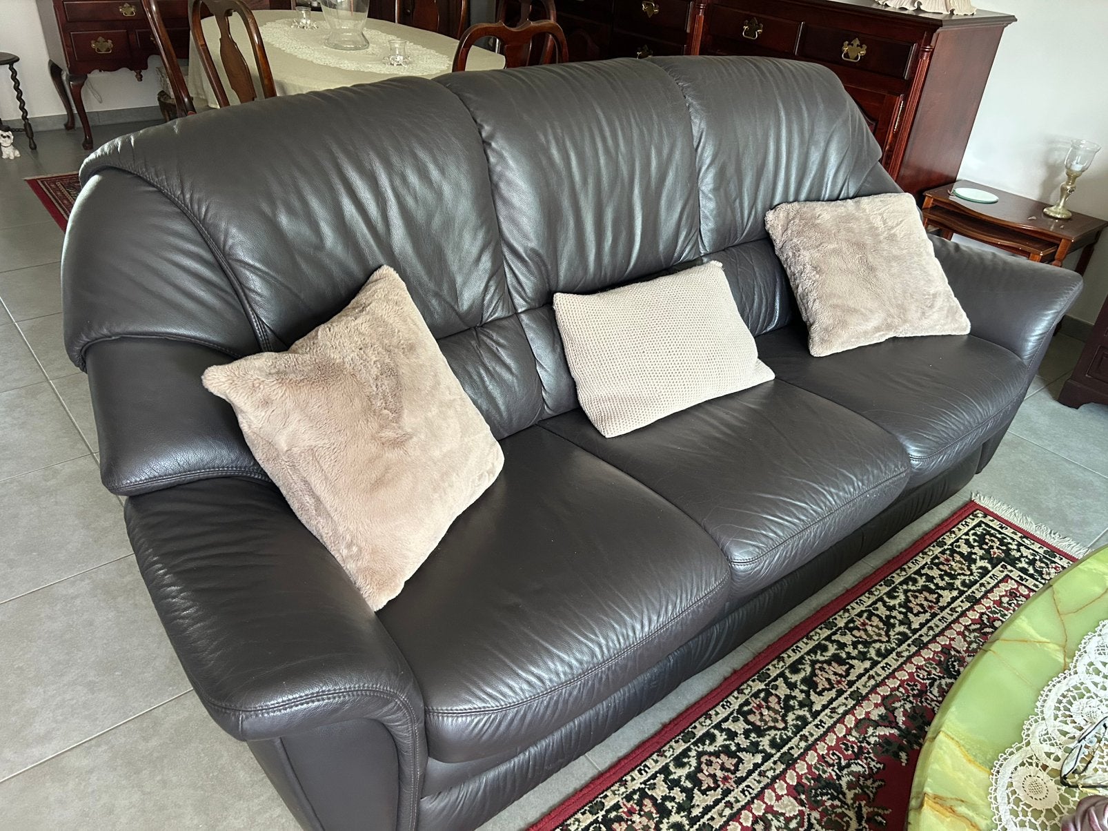 Mooie lederen salon te koop, Huis en Inrichting, Ophalen, Gebruikt